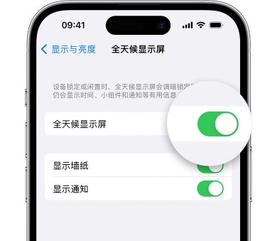 文安苹果15预约维修分享iPhone15如何设置全天候显示屏幕可见 
